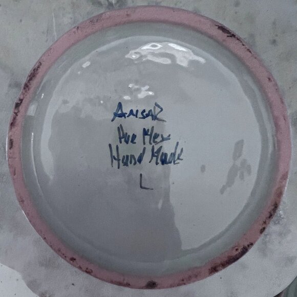 Ceramic 7" Jar Canister Lid Floral Geometric Pink/Blue/White Artisan Talavara - Picture 5 of 8